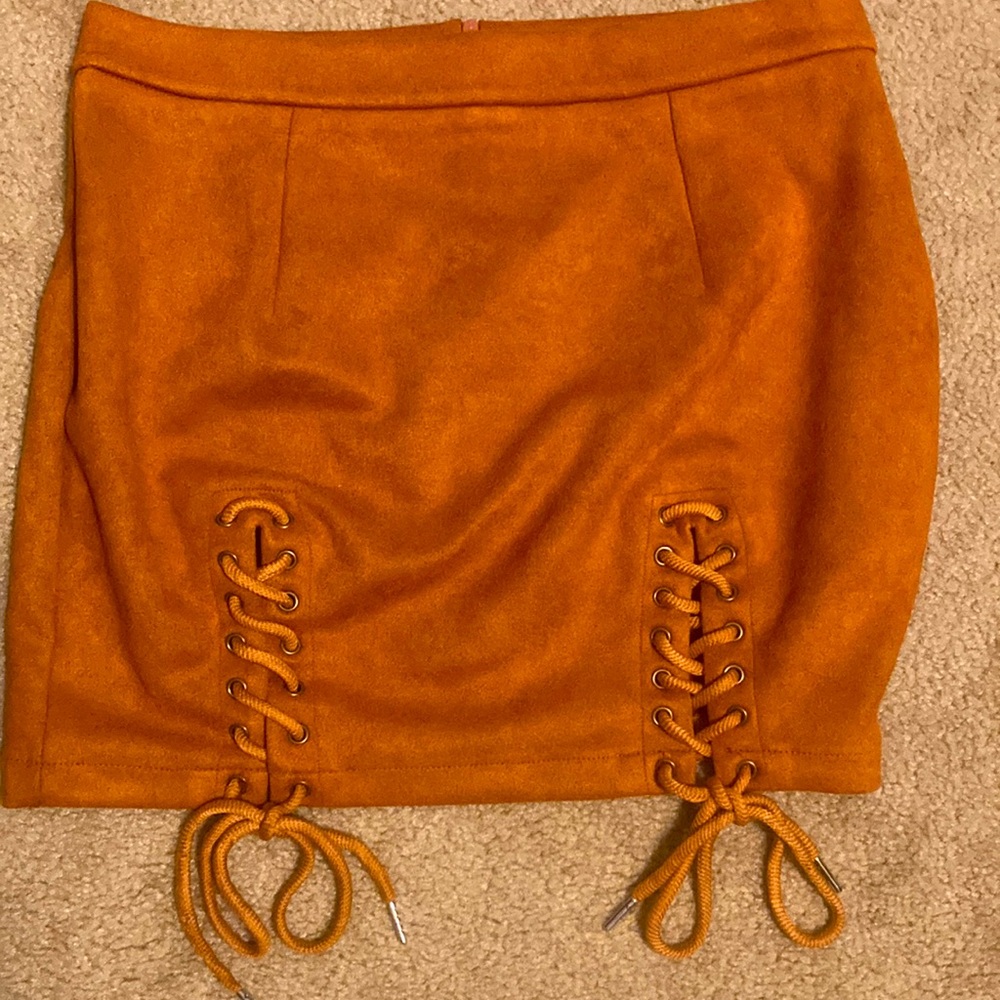 Burnt Orange Polyester Skirt - L